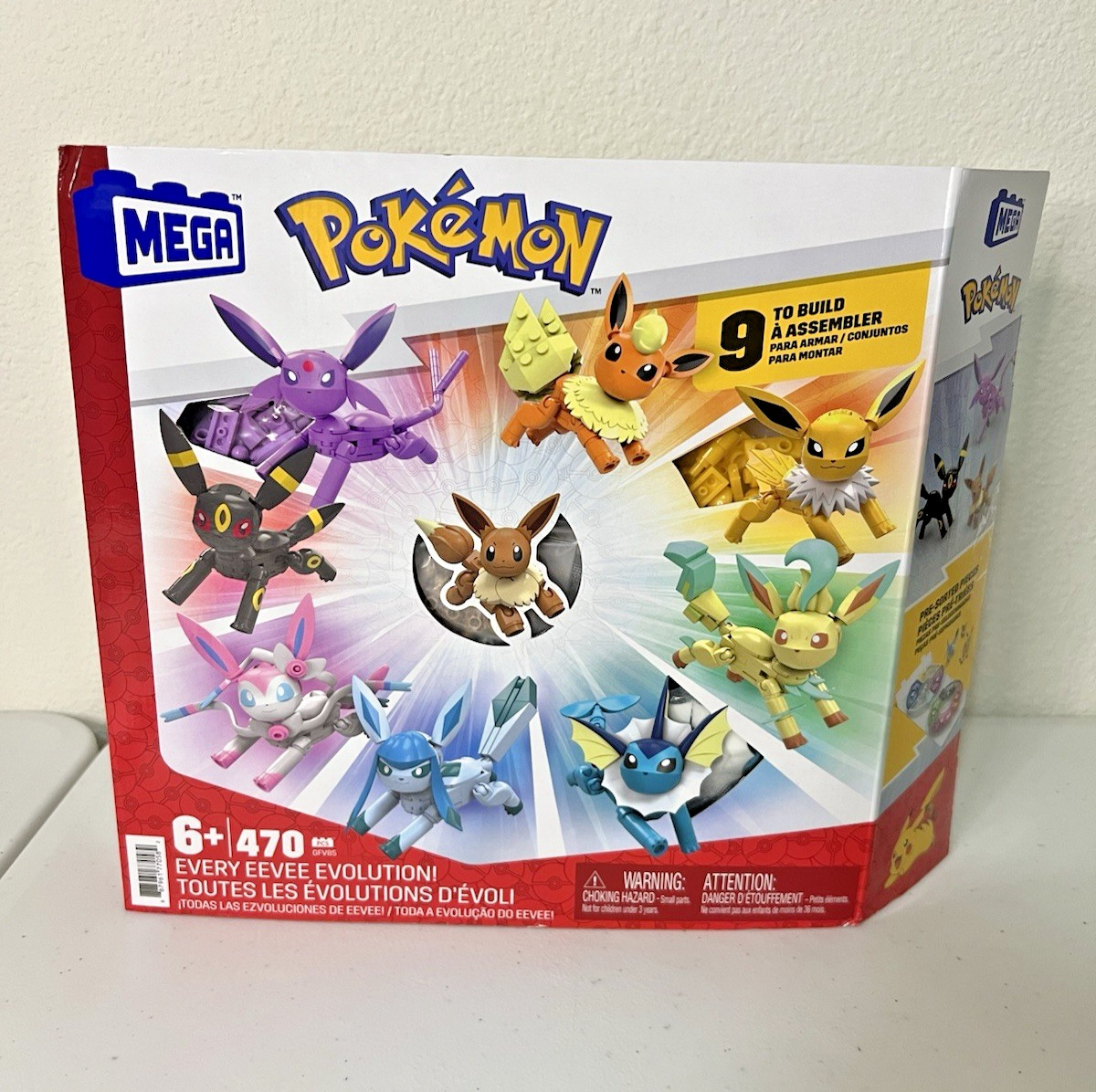 Pok&eacute;mon Mega Bloks Every Eevee Evolution Set 470pcs NIB &ndash; Box Shelf Wear
