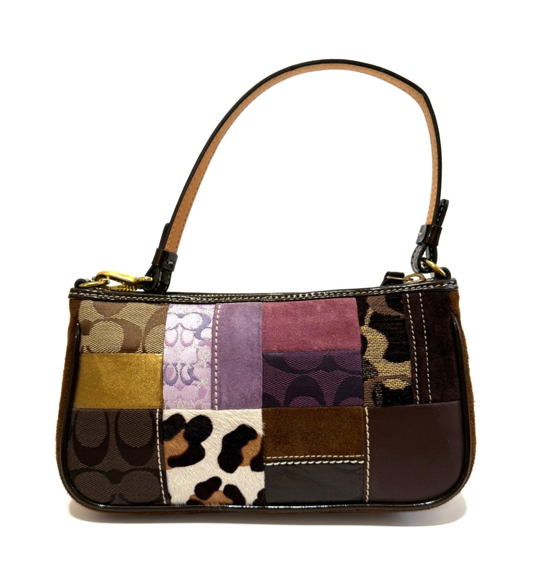 MINT COACH VTG Y2K HOLIDAY MULTICOLOR PATCHWORK DEMI SHOULDER BAG