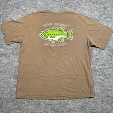 Bass Pro Shops Mens 2XL Brown Quit Staring At My Bass Graphic T-Shirt Cotton