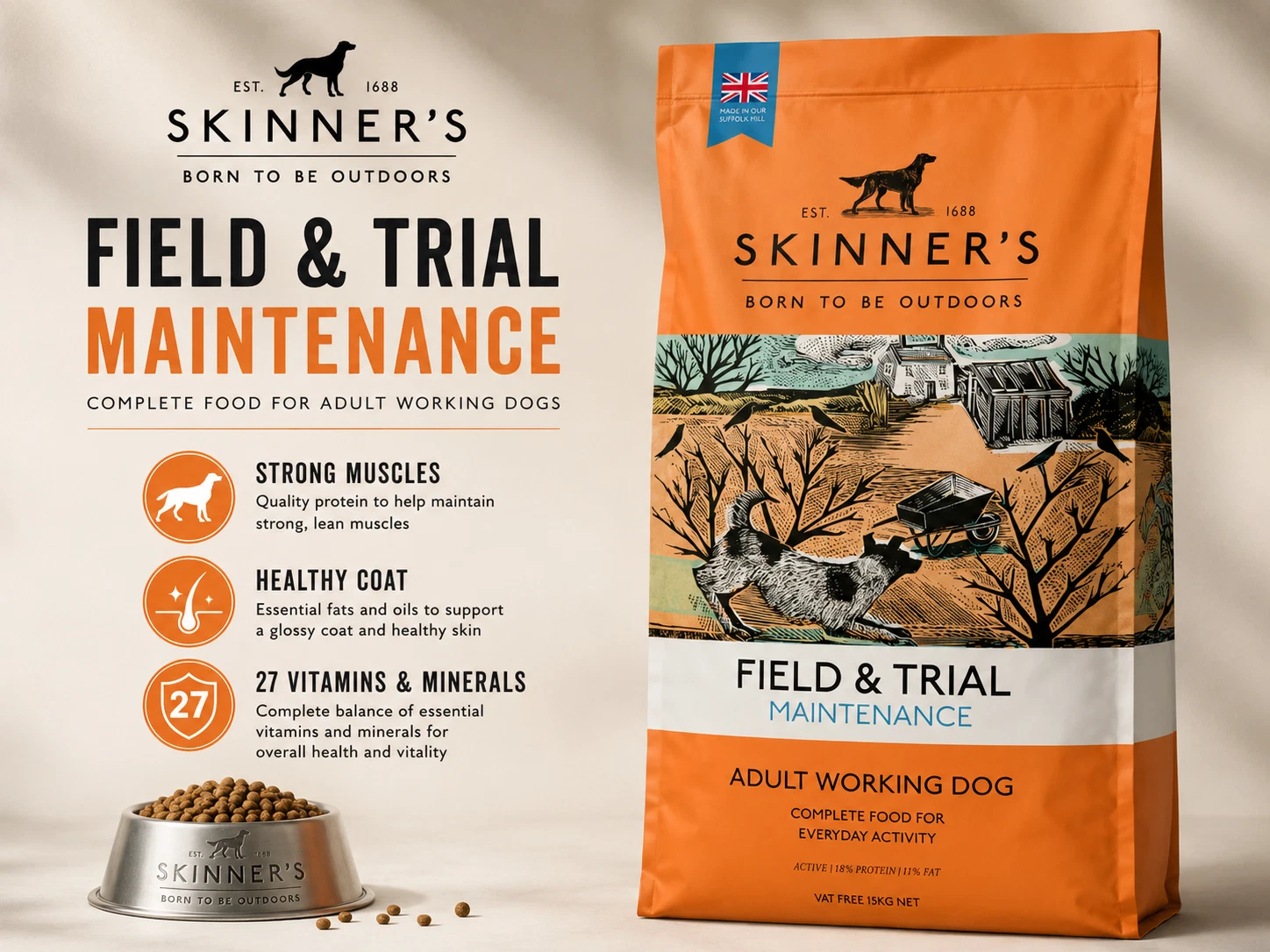 Skinner's Field and Trial Maintenance Complete Food 15kg FREE NEXT DAY DELIVERY