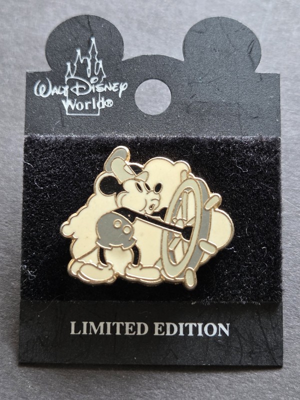 Vintage Disney Mickey Mouse Steam Boat Willie Black And White WDW Pin