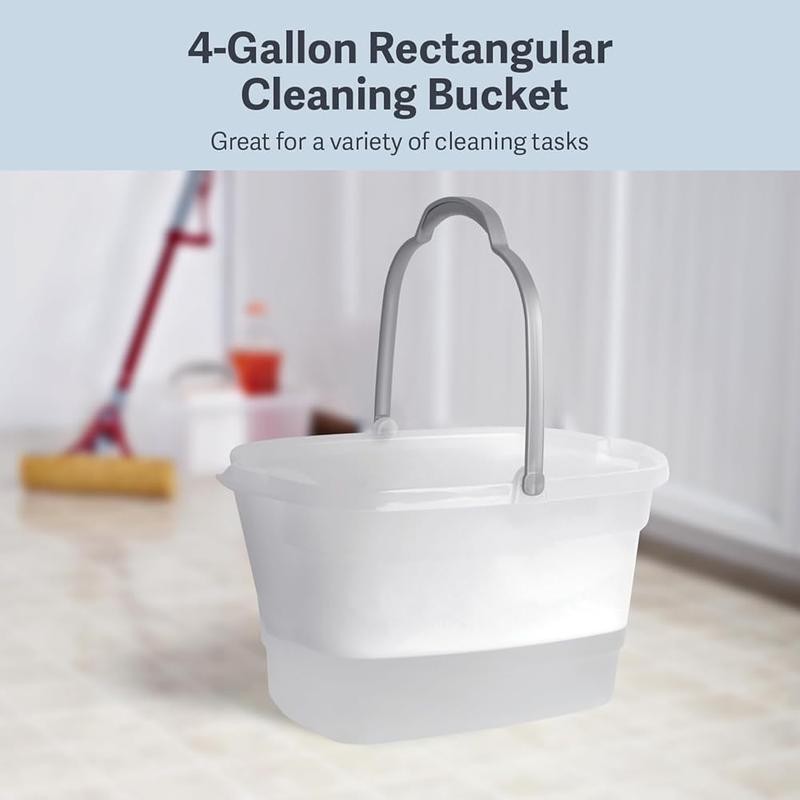 Rectangular Cleaning Bucket 4 Gallon W/ Handle Measuring Strip Pouring Spouts US