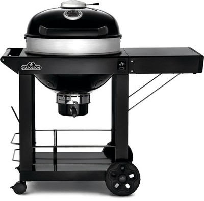 Napoleon PRO22 Charcoal Kettle Grill with Folding Cart, Black, PorcelainEname...