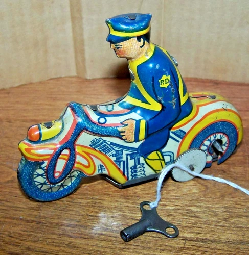 Vintage 1930s Tin Louis Marx Tricky Motorcycle Toy works