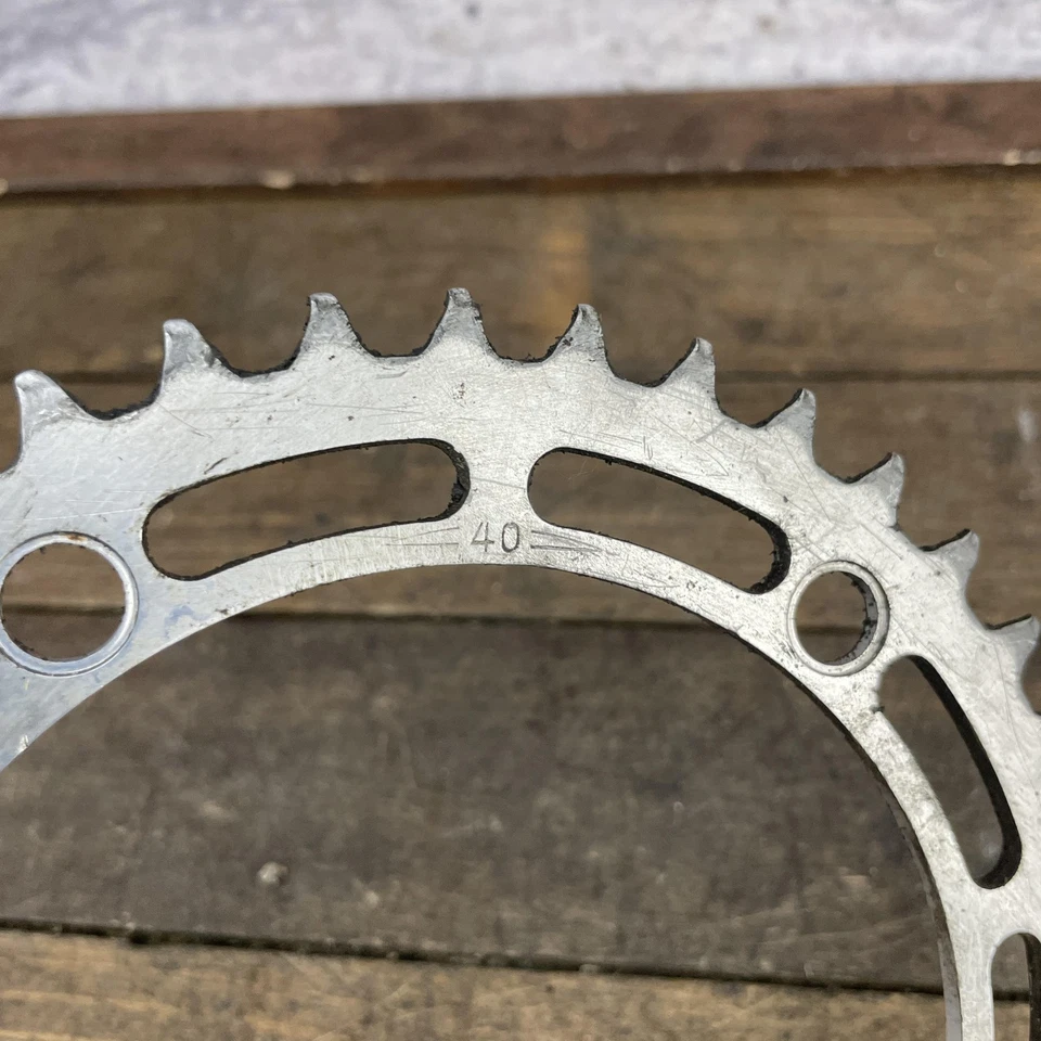 Plato de bicicleta de carretera 40T 130 BCD 5 pernos aleación vintage Shimano Takagi 40 dientes Foto 2 de 4