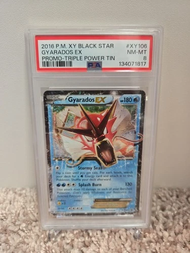 PSA 8 Gyarados EX #XY106 XY Black Star Promo Triple Power Tin