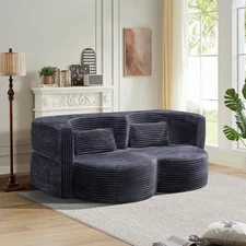Folding Sofa Bed Corduroy Fabric Double Sofa Suitable for Offices Living Rooms