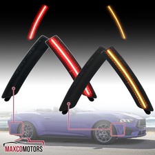 Black Smoke Side Marker Lights Fits 2024-2026 Ford Mustang Front Rear 4pc Led