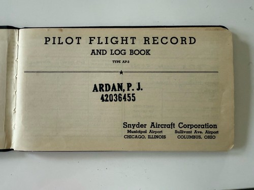 1940s VINTAGE PILOT FLIGHT RECORD AND LOG BOOK Norton Field Columbus ...