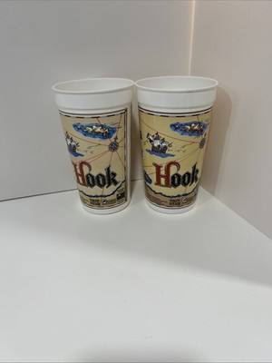 Set Of 2 Blockbuster promotional HOOK plastic Cups Vintage 1992