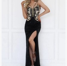 Sherri hill 54836 Women’s Black Butterfly Dress Size 2