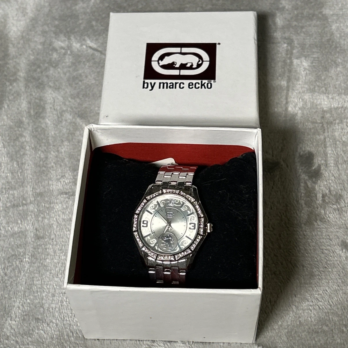 Montre Marc Ecko Rhino - Cadre Multicolore, Bracelet Cuir Blanc - Quartz étanche - Neuve Avec Boîte