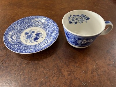 Spode Blue Room Collection Cup & Saucer   Botanical Cup / Floral Saucer England