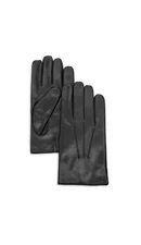 NWT Portolano Cashmere-Lined Black Vented-Hem Leather Gloves Size M