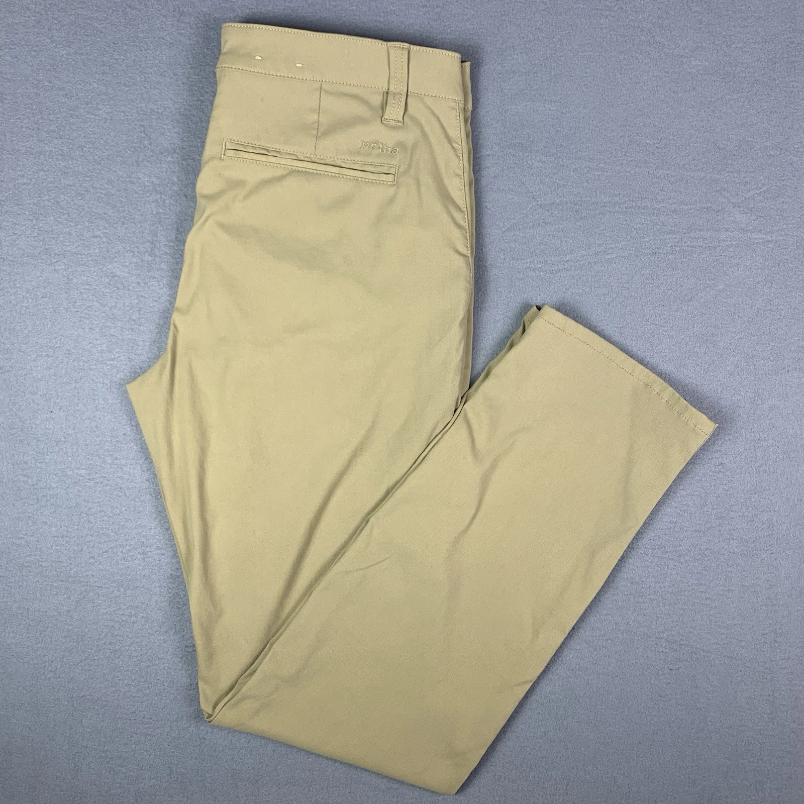 prAna Stretch Zion Chino Pants Khaki Men’s 33x32 Outdoor Hiking Travel Casual