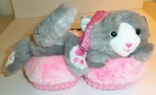Wonder Nation Girls Cat Tail Easy on/Off Plush House Slippers Size 11-12 NEW