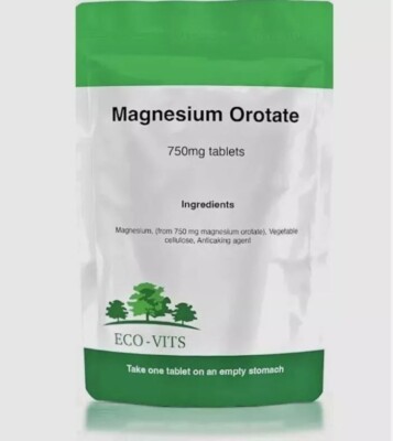 Magnesiumorotat 750mg Tabletten - Unterstützt Muskel- & Nervenfunktion | Eco-Vits