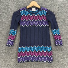 Hanna Andersson Sweater Pullover Girls M Medium Blue Striped Knit Long Sleeve