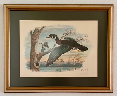 Jules E. Scheffer Unique Double Artist Signed Duck Art Piece Beautifully Framed