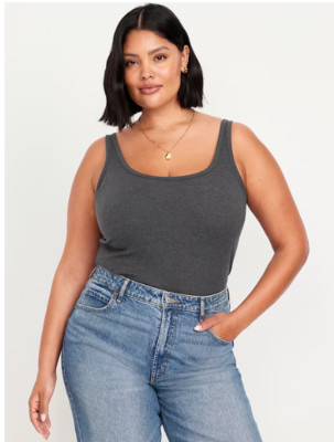 Old Navy Womens Rib Knit First-Layer Tank Top Grey Size 2X NWT