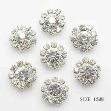 CraftbuddyUS 10Pcs 12mm Silver Metal Crystal Rhinestone Shank buttons , DIY