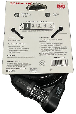 Master Lock Schwinn Combination Lock Reset Schwinn SW80227A Steel