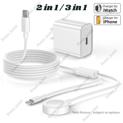 USB C Power Adapter Magnetic Fast Charger Cable For iPhone iWatch 9/8/7/6/5/4/3