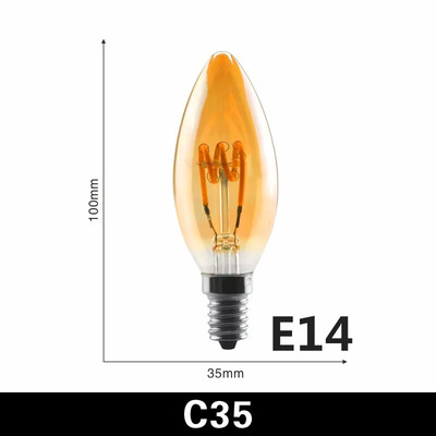 E14 E27 Spiral Light G80 G95 G125 LED Filament Bulb 220V 4W 2200K Retro Vintage 