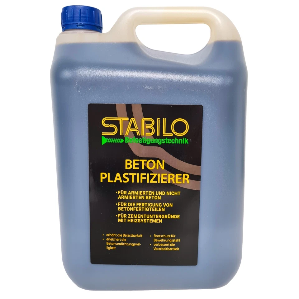 STABILO BEFESTIGUNGSTECHNIK Beton Plastifizierer 5 Liter Fliessmittel Betonverflüssiger Beton-Zusatzmittel