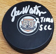 AUTOGRAPHED JOE WATSON Philadelphia Flyers 50th Anniversary Hockey Puck -w/COA