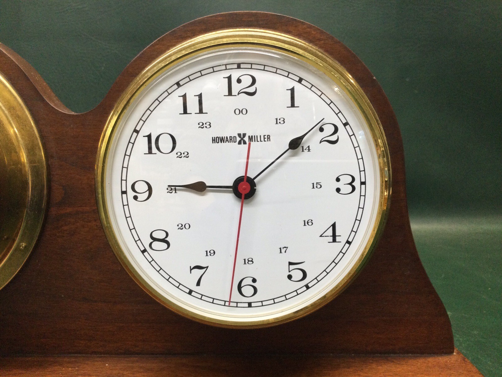 Vintage Howard Miller Barometer and Clock 613435 Brass & Wood eBay