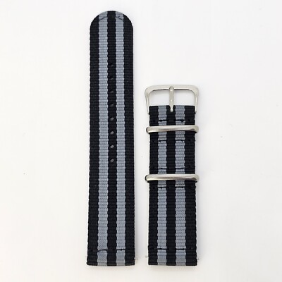 22MM Unisex Watch Band Straps Black Gray Color Nylon Canvas Bands Quick Release