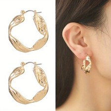 Irregular Wavy Simple Vintage Earrings Alloy Hoop Earrings for Party Daily Wear