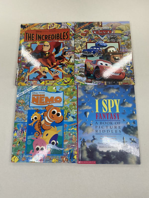 Look and Find I Spy Book Lot Disney Pixar Cars Nemo The Incredibles Lot Of 4