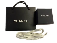CHANEL Empty Earrings Gift Box 2.65" x 2.65" x 1.45" Paper Bag, Pouch Ribbon