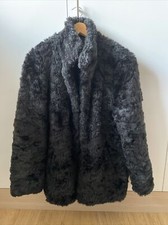 Matalan Black Faux Fur Coat With Pockets Size 14