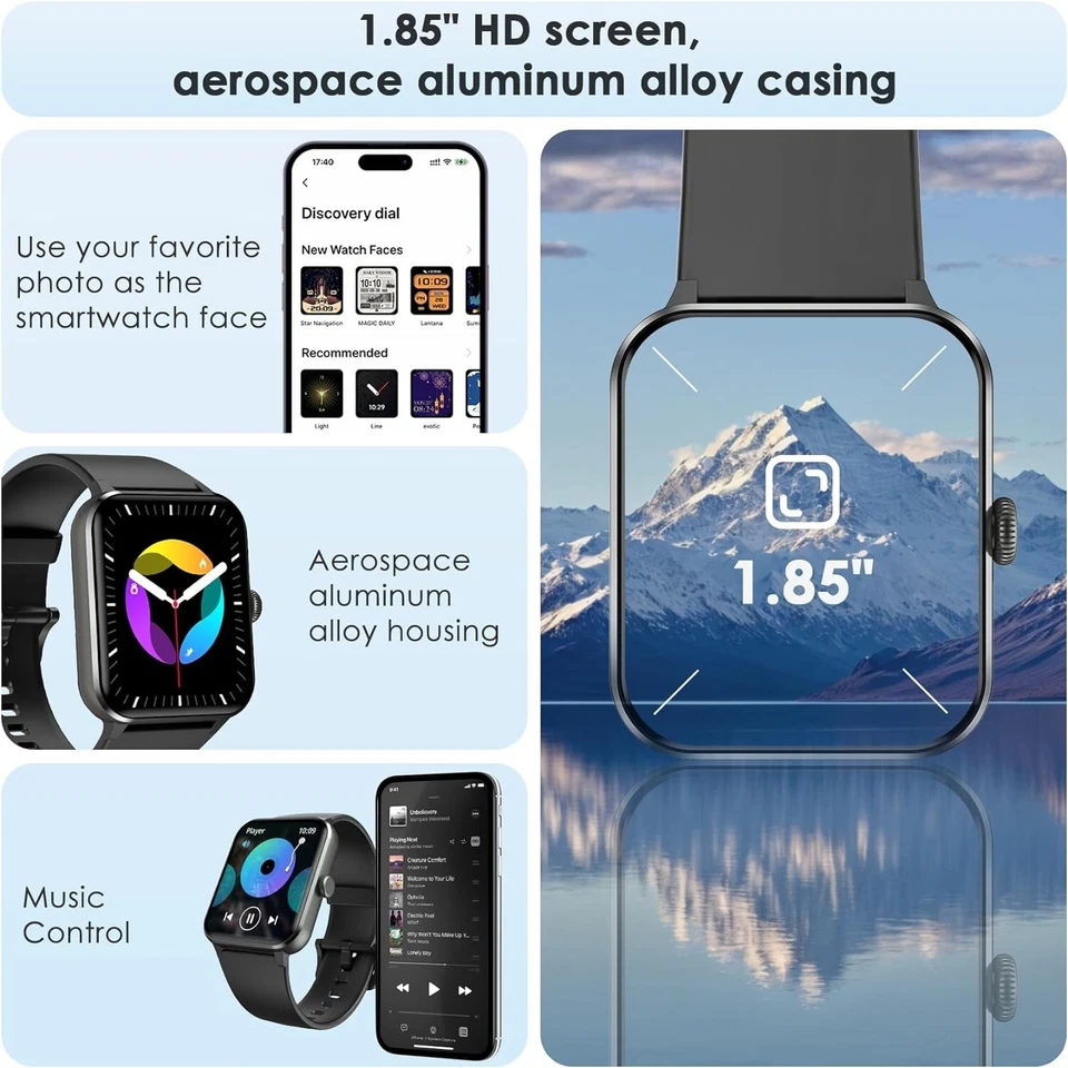 🔥1.85"Smart Watch For Men Waterproof Fitness Tracker Smartwatch for Android iOS - Image 2 of 4