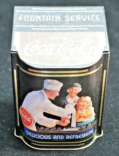 Vintage Coca Cola Fountain Service Metal Napkin Dispenser Holder 5.5"