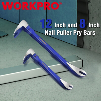 WORKPRO 2PC Set Estrattore Unghie 12''Pry Bar, 8'' Mini Crowbar, Rimuovi Unghie Zampe Gatti