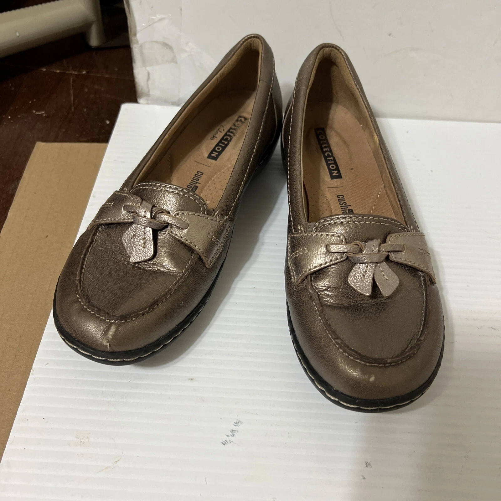 Clarks Collection Scarpe Mocassini Donna Ashland Bronzo Metallizzato Comfort Tg 6M