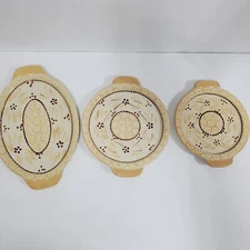 Temp-Tations Tara Old World Yellow Nesting Plates Tray Floral Handles Set of 3