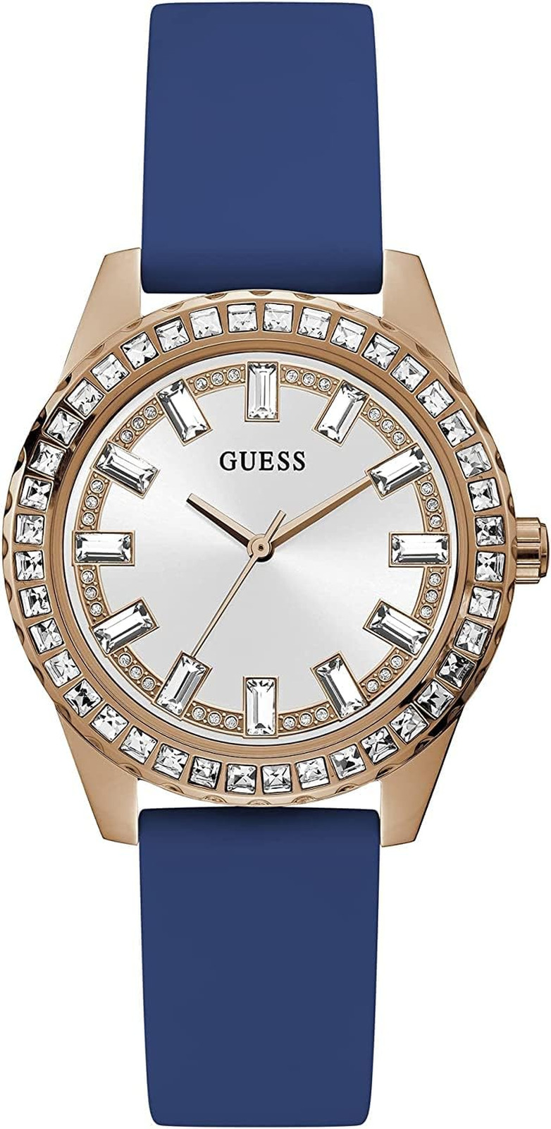 GUESS Ladies Sport Multifunction Baguette Crystal 38Mm Watch – Rose Gold-Tone St