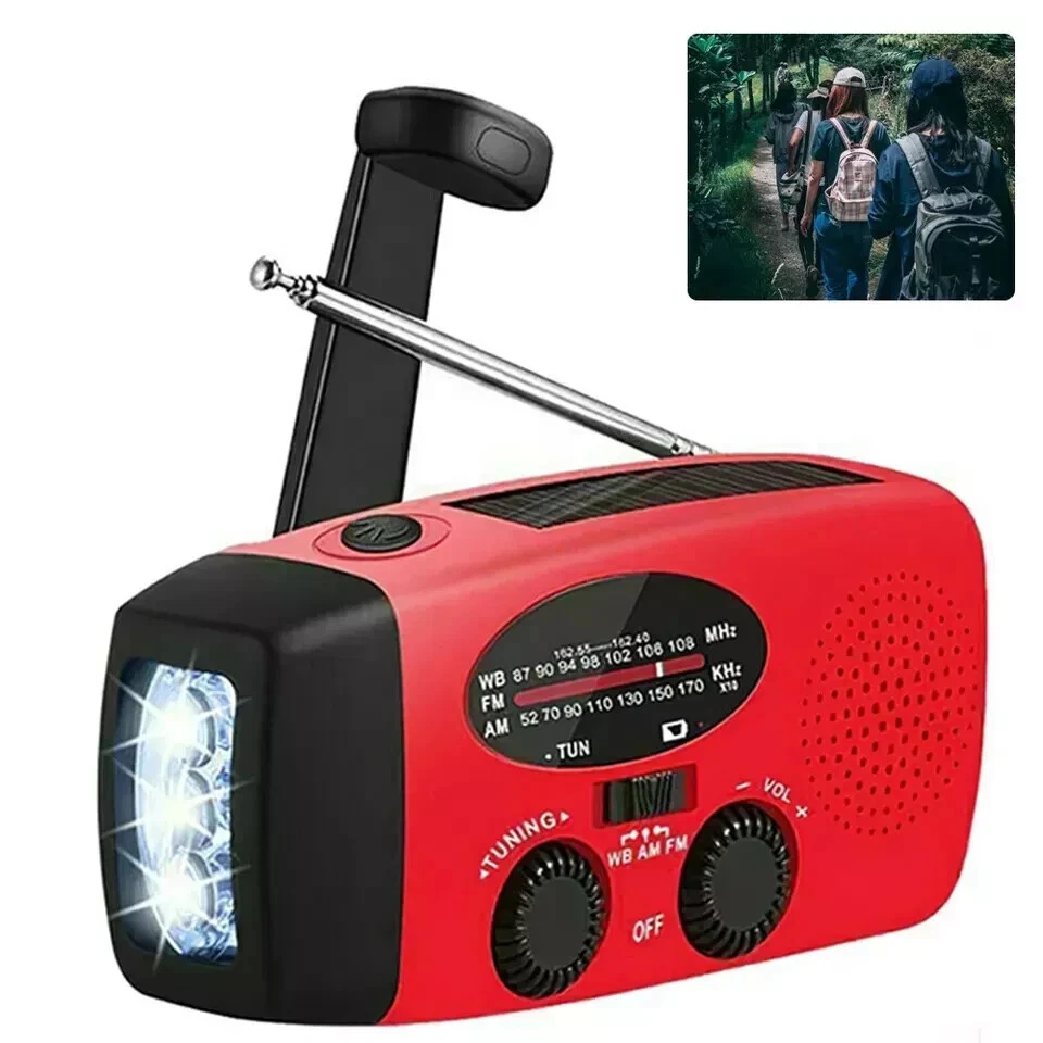 3-in-1 Tragbares Solar Notfallradio: AM/FM, Kurbel Powerbank, LED-Licht - Bild 3 von 4