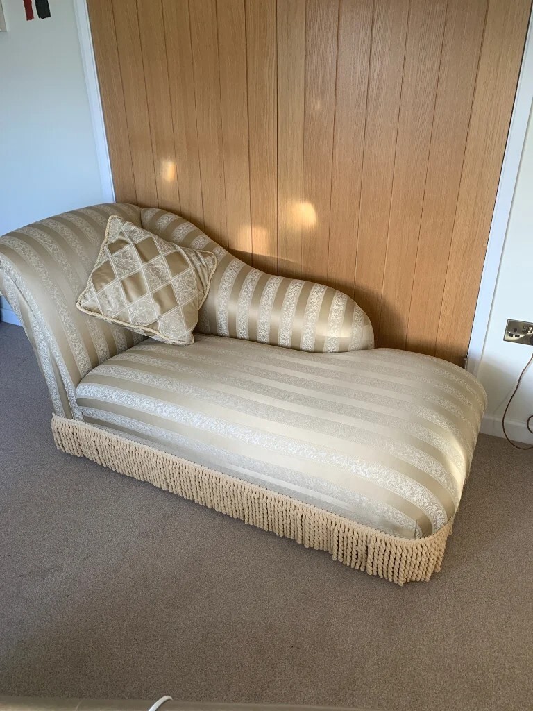 Striped cream/gold full size chaise longue eBay