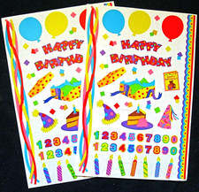 Mrs Grossman Two Vintage Giant 6x9" 'Birthday' Sticker Sheets c-2001