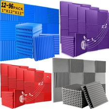 12 96PACK 12"X12"X1" Acoustic Foam Panels Wedge Studio Soundproof Wall Tiles USA
