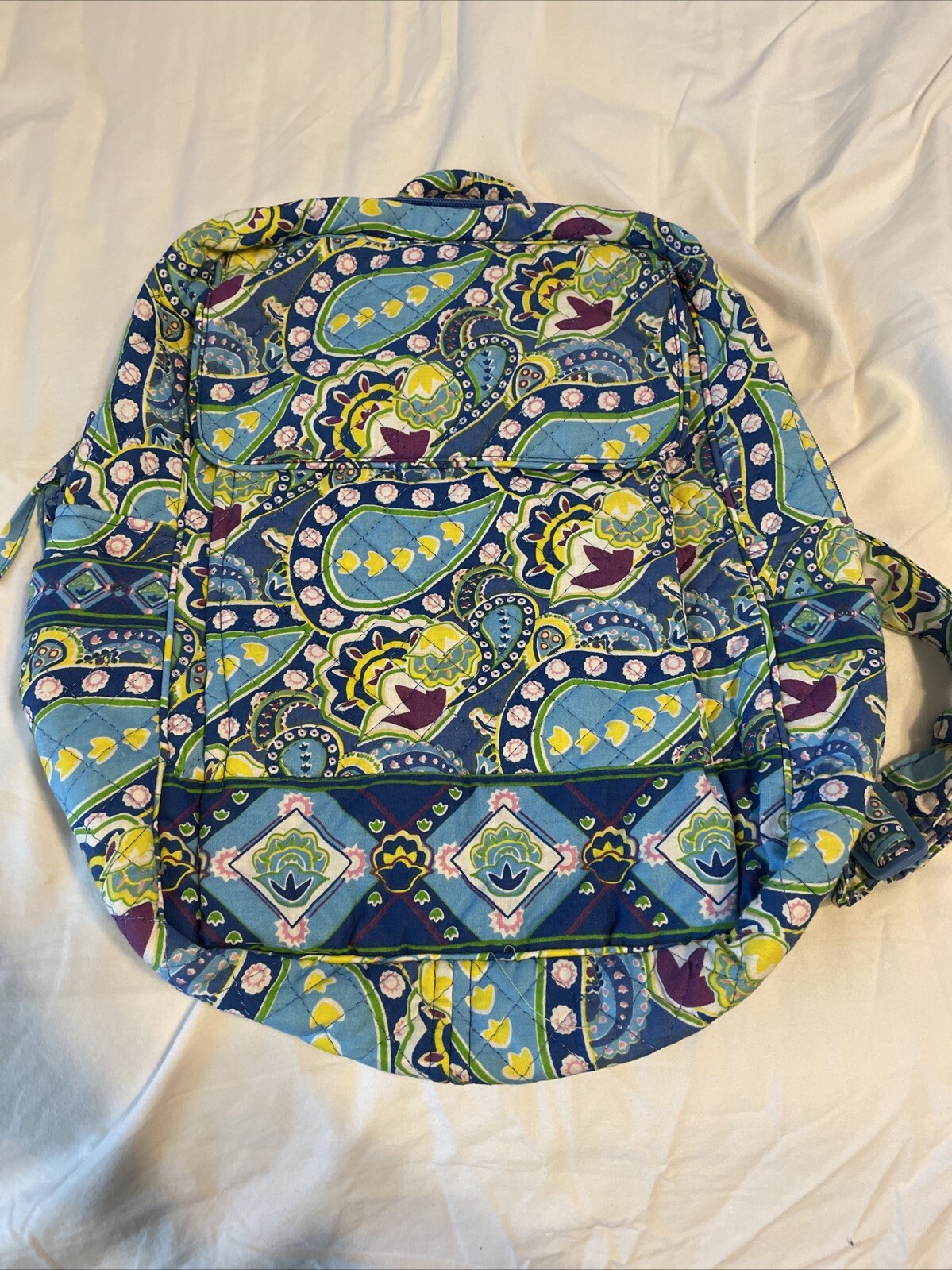 Tinsley Blake Collection 100% Cotton Backpack Blue Paisley Yellow Purple White
