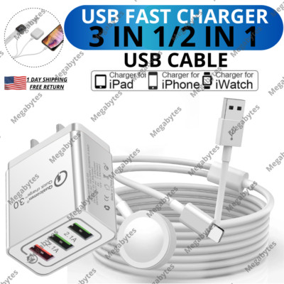 For Apple Watch iWatch 6 5 iPhone Magnetic Charger Cable 2 in 1 USB Adapter Cord