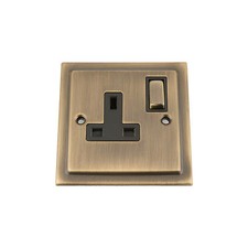 13A Wall Power Plug Socket 1 & 2 Gang Victorian Period Antique Dark Brass 