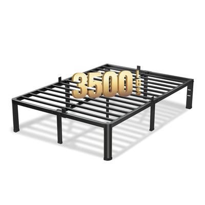 14 Inch Queen Bed Frame, 3500Lbs Heavy Duty Metal Platform with Round Corner ...